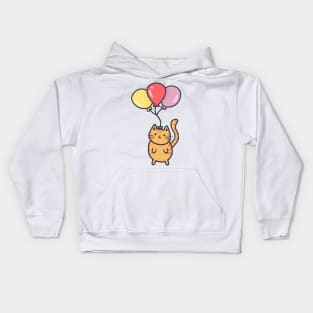 cute floating ballon cat Kids Hoodie